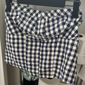 Free People Blue and White Pleated Crop Top